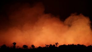 Smoke billows during a fire in an area of the Amazon rainforest near Humaita, Amazonas