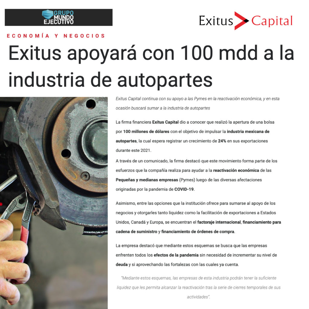 Exitus apoyara a industria de autopartes